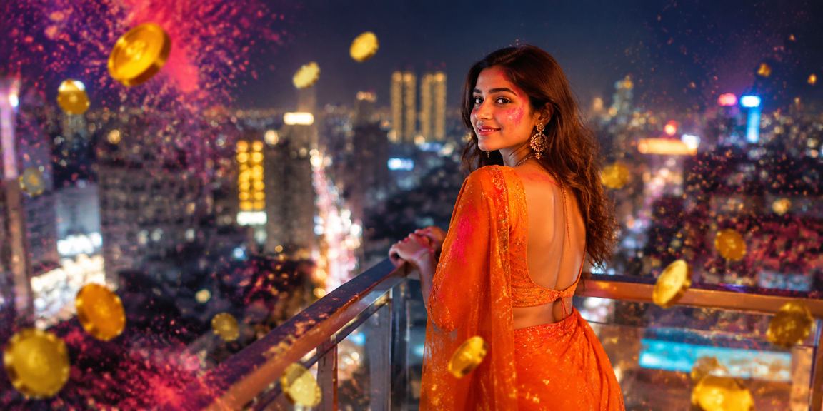 Colorful Holi festival lottery celebration in Delhi