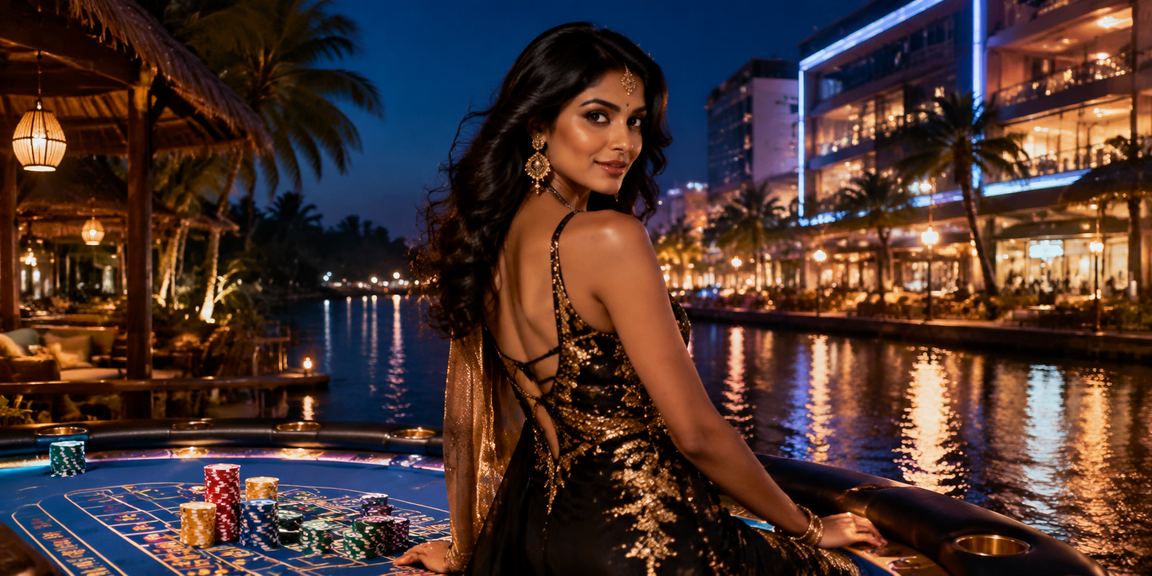 Kerala baccarat casino blue and gold glow theme